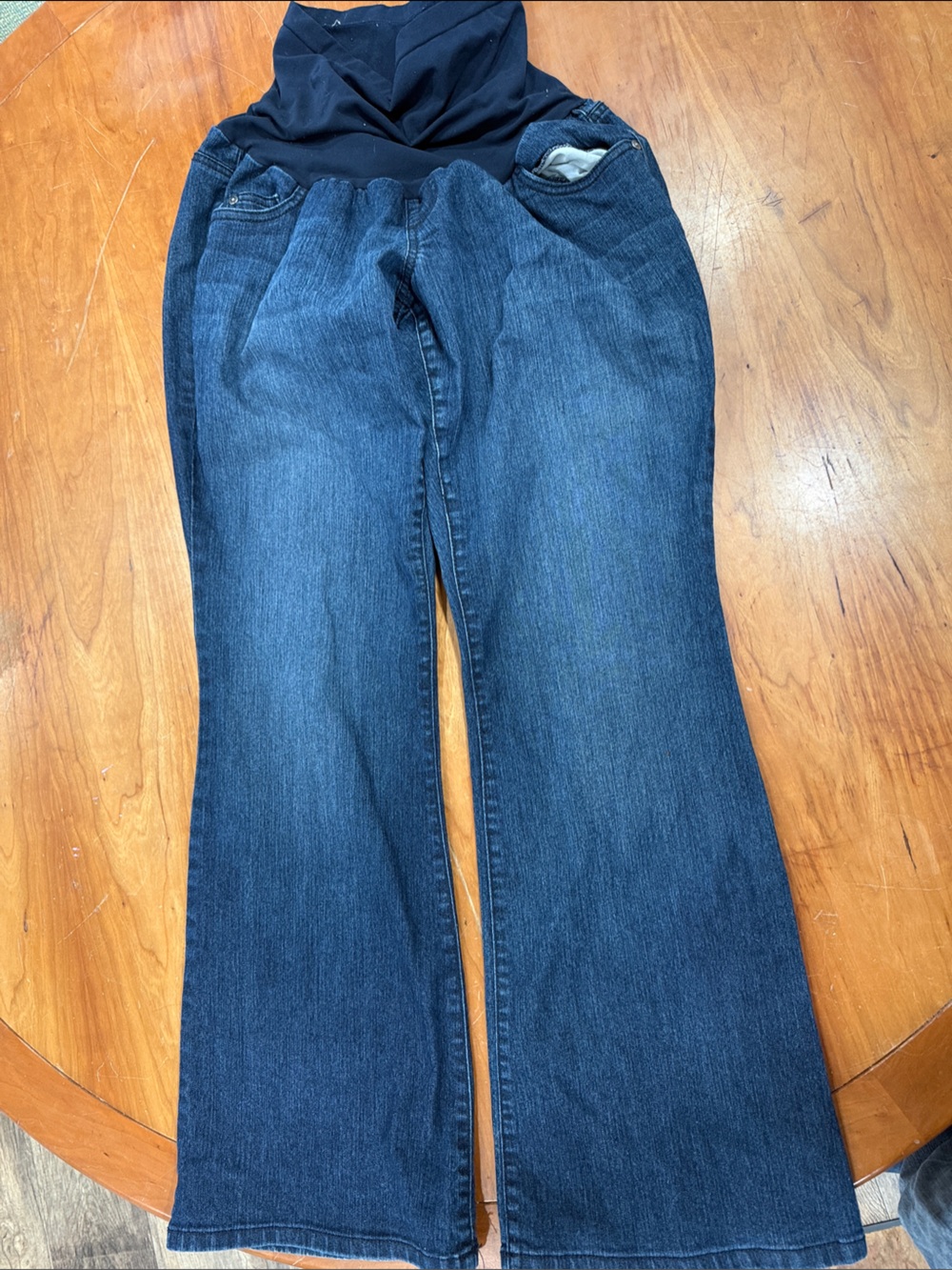 Indigo Blue Dark Blue Wide-Leg Flare Jeans